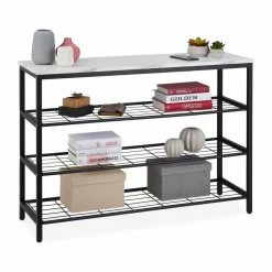 relaxdays Konsolentisch »Konsolentisch mit 4 Ebenen«, Weiß Weiß Schwarz, Braun Schwarz