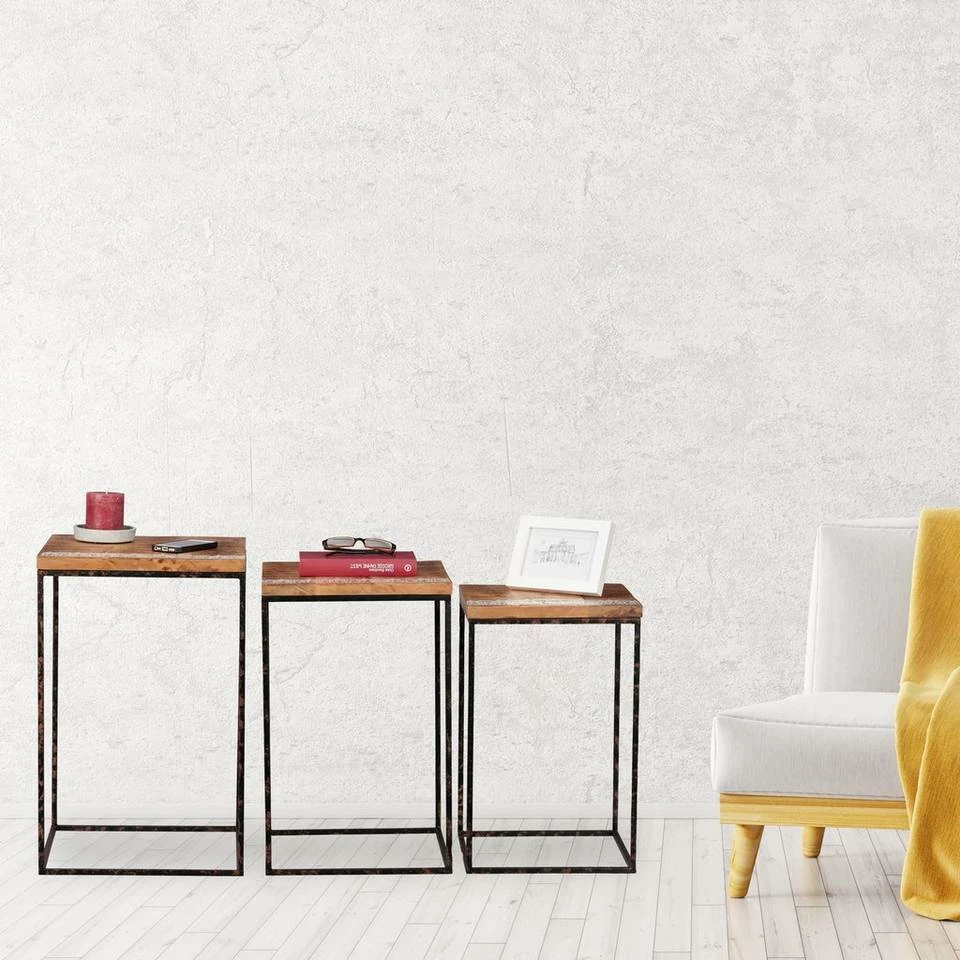 relaxdays Beistelltisch »Beistelltisch 3er Set Mangoholz« 2 relaxdays Beistelltisch »Beistelltisch 3er Set Mangoholz« – Bild 2