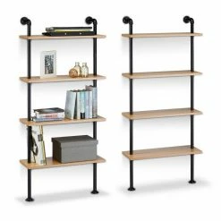 relaxdays Wandregal »2 x Wandregal Industrie Look 4 Ablagen«