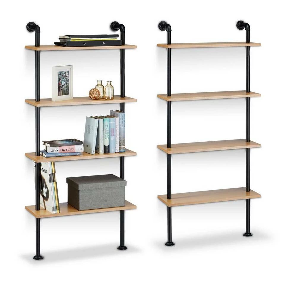 relaxdays Wandregal »2 x Wandregal Industrie Look 4 Ablagen« 1 relaxdays Wandregal »2 x Wandregal Industrie Look 4 Ablagen«