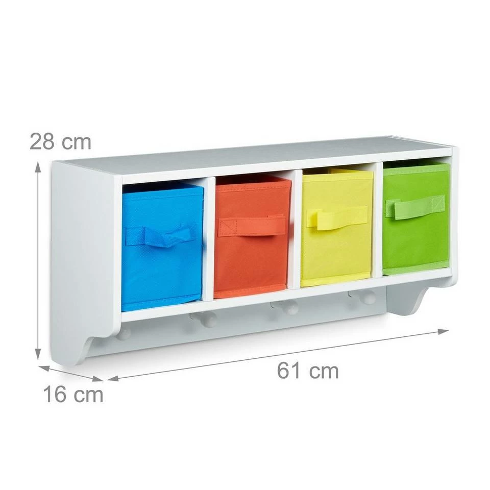 relaxdays Wandregal »Kinder Wandregal mit Kleiderhaken ALBUS« 2 relaxdays Wandregal »Kinder Wandregal mit Kleiderhaken ALBUS« – Bild 2