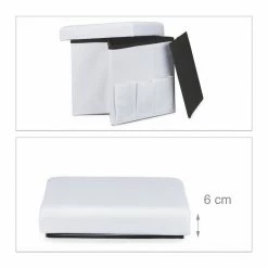 relaxdays Sitzhocker »Faltbarer Sitzhocker mit Taschen Leinen«, Weiß Dunkelbraun, Weiß, Grau -Deutschland Möbel Verkäufe 2024 0418ae7c 59fb 5a64 87d2 cc2a222ccf20