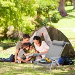 relaxdays Gartenstuhl »Klappbarer Liegestuhl mit Nackenkissen«, Grau Hellblau Grau, Gr&uuml;n Grau -Deutschland Möbel Verkäufe 2024 0545b083 2bfc 535f ae38 1a9a5ed9a34e