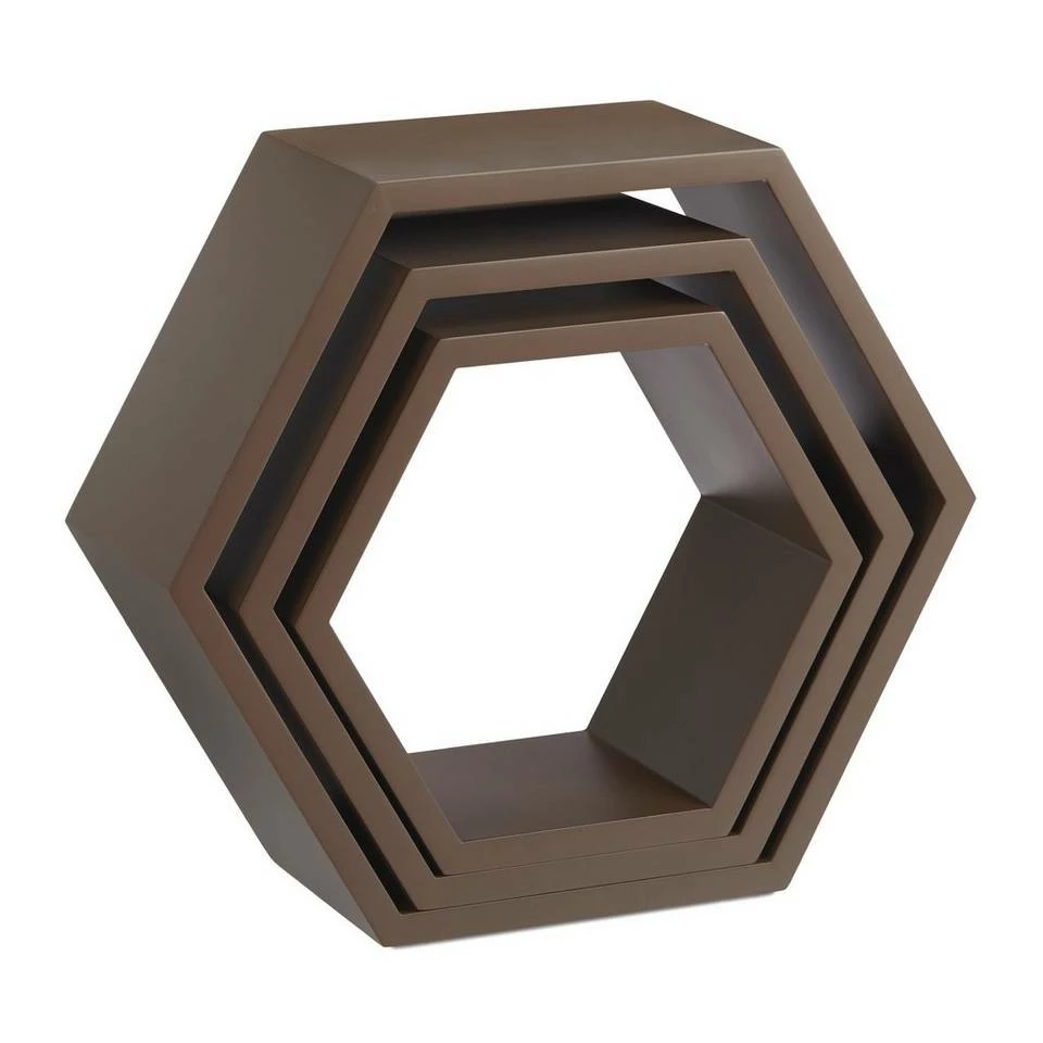 relaxdays Wandregal »Wandregal sechseckig 3er Set M«, Braun Weiß Grün, Weiß Hellblau, Weiß Lila 4 relaxdays Wandregal »Wandregal sechseckig 3er Set M«, Braun Weiß Grün, Weiß Hellblau, Weiß Lila – Bild 4