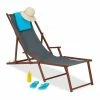 relaxdays Gartenliege »Liegestuhl Holz Stoff«, Anthrazit