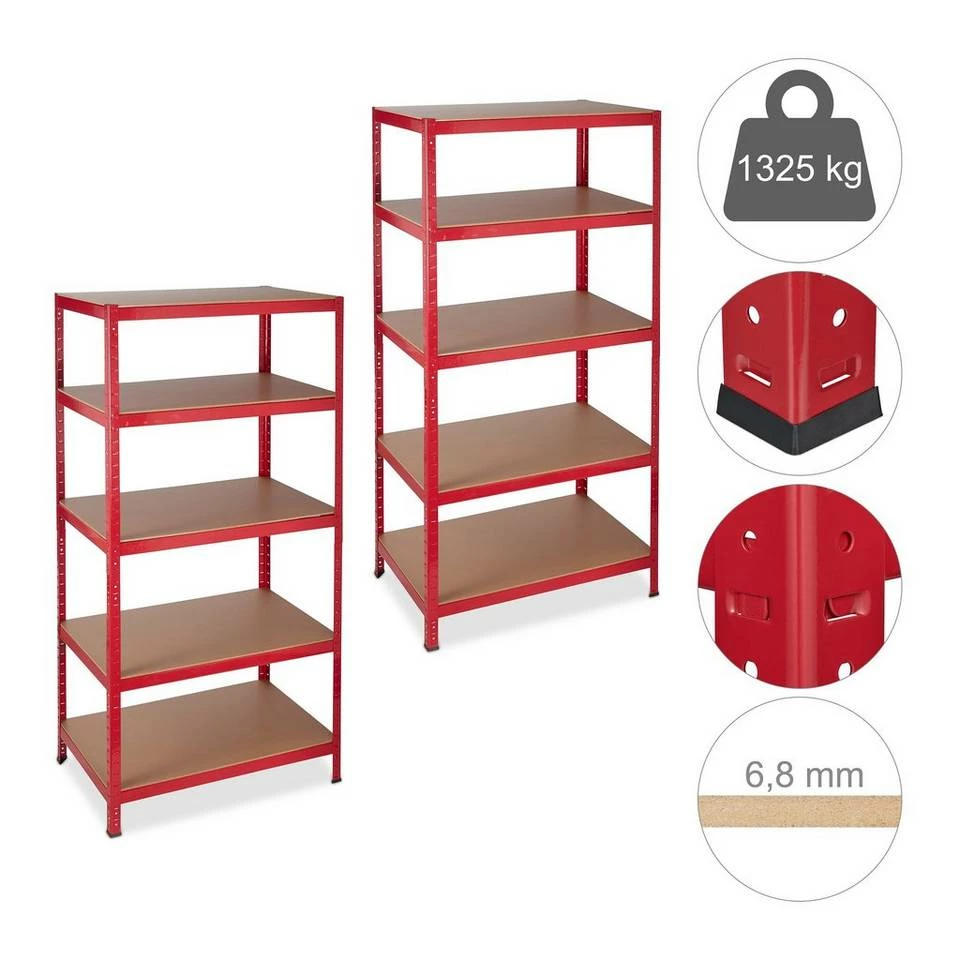 relaxdays Schwerlastregal »2 x Schwerlastregal 180x90x60 in Rot« 1 relaxdays Schwerlastregal »2 x Schwerlastregal 180x90x60 in Rot«