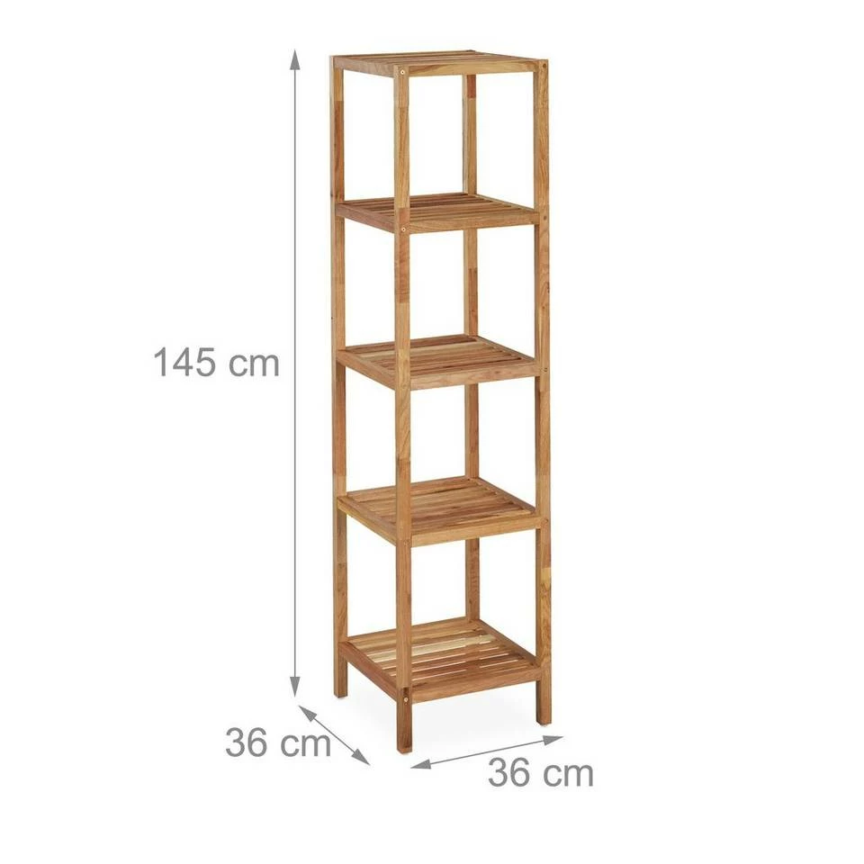 relaxdays Badregal »Badregal Walnuss 5 Ablagen« 4 relaxdays Badregal »Badregal Walnuss 5 Ablagen« – Bild 4