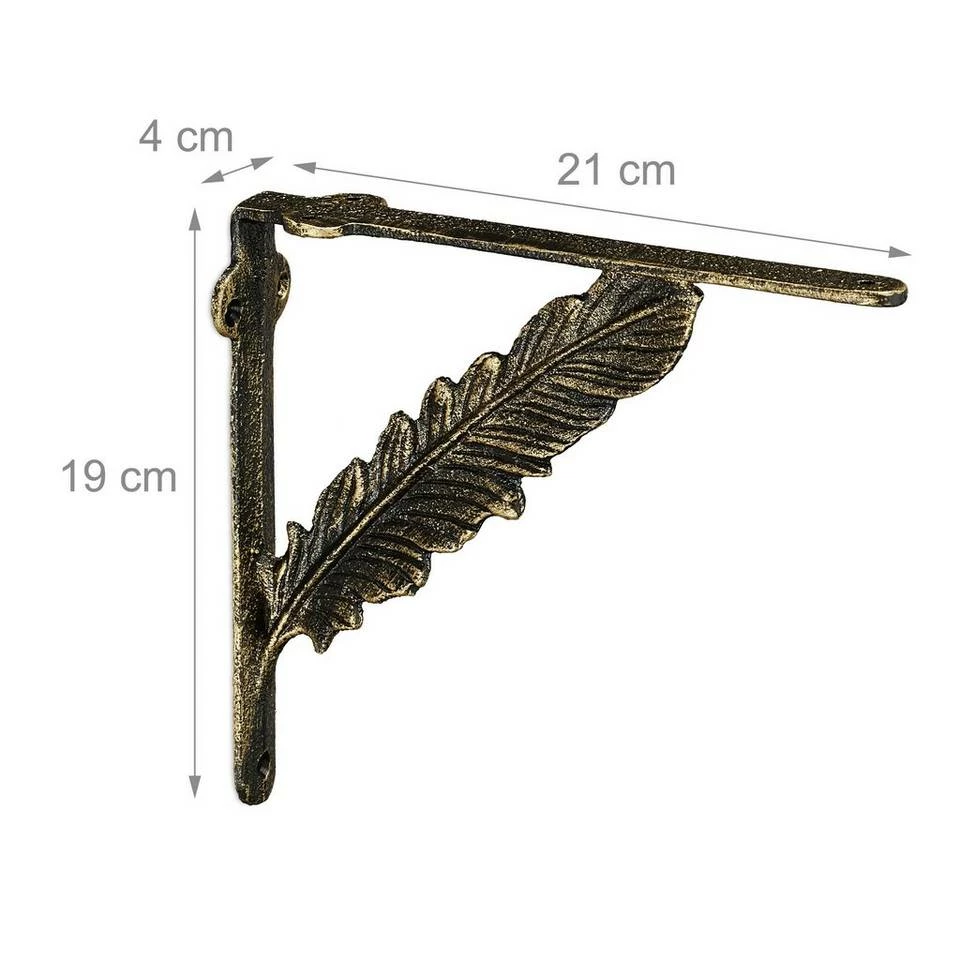 relaxdays Wandregalhalter »6 x Regalwinkel Gusseisen Feder bronze« 4 relaxdays Wandregalhalter »6 x Regalwinkel Gusseisen Feder bronze« – Bild 4