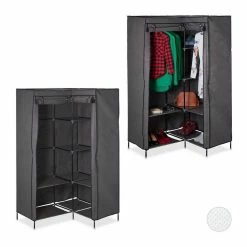 relaxdays Stoffschrank »2 x Eckkleiderschrank Stoff anthrazit«