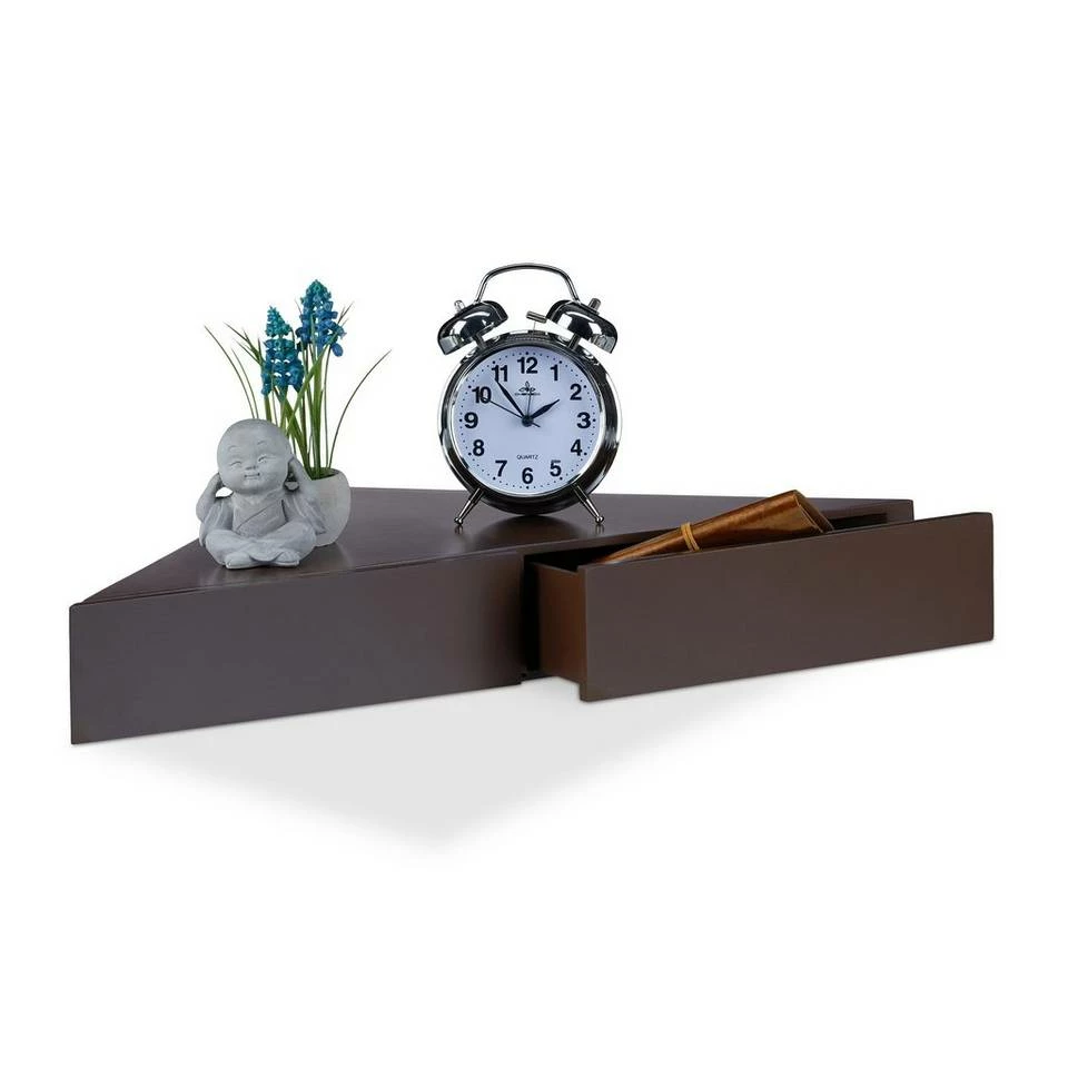 relaxdays Wandregal »Eck Wandregal mit 2 Schubladen«, Schwarz Braun, Weiß, Blau 7 relaxdays Wandregal »Eck Wandregal mit 2 Schubladen«, Schwarz Braun, Weiß, Blau – Bild 7