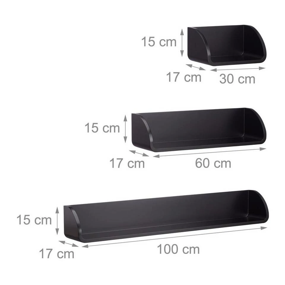 relaxdays Wandregal »Wandregal 3er Set«, Schwarz Grün, Weiß, Braun, Lila 3 relaxdays Wandregal »Wandregal 3er Set«, Schwarz Grün, Weiß, Braun, Lila – Bild 3