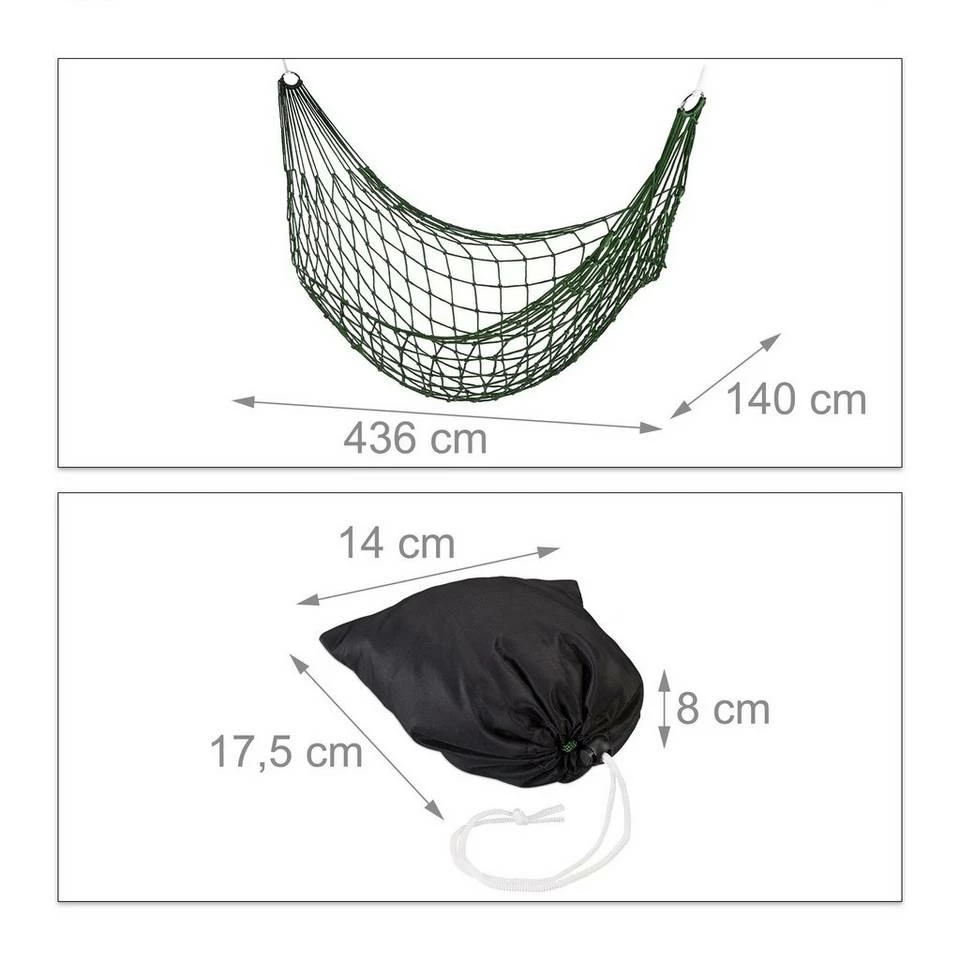 relaxdays Hängematte »Netzhängematte für 1 Person«, Grün 4 relaxdays Hängematte »Netzhängematte für 1 Person«, Grün – Bild 4