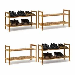 relaxdays Schuhregal »4 x Schuhregal Walnuss stapelbar«