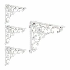 relaxdays Wandregalhalter »4 x Regalwinkel antik weiß«