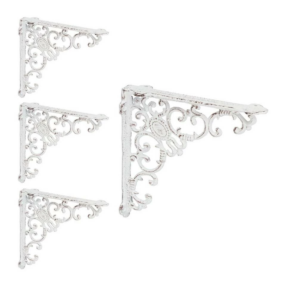 relaxdays Wandregalhalter »4 x Regalwinkel antik weiß« 1 relaxdays Wandregalhalter »4 x Regalwinkel antik weiß«