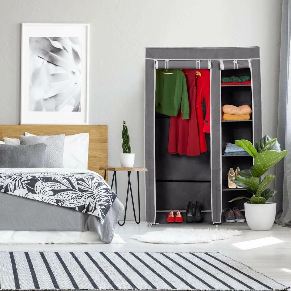 relaxdays Kleiderschrank »3 x Stoffschrank Kleiderstange grau« 2 relaxdays Kleiderschrank »3 x Stoffschrank Kleiderstange grau« – Bild 2
