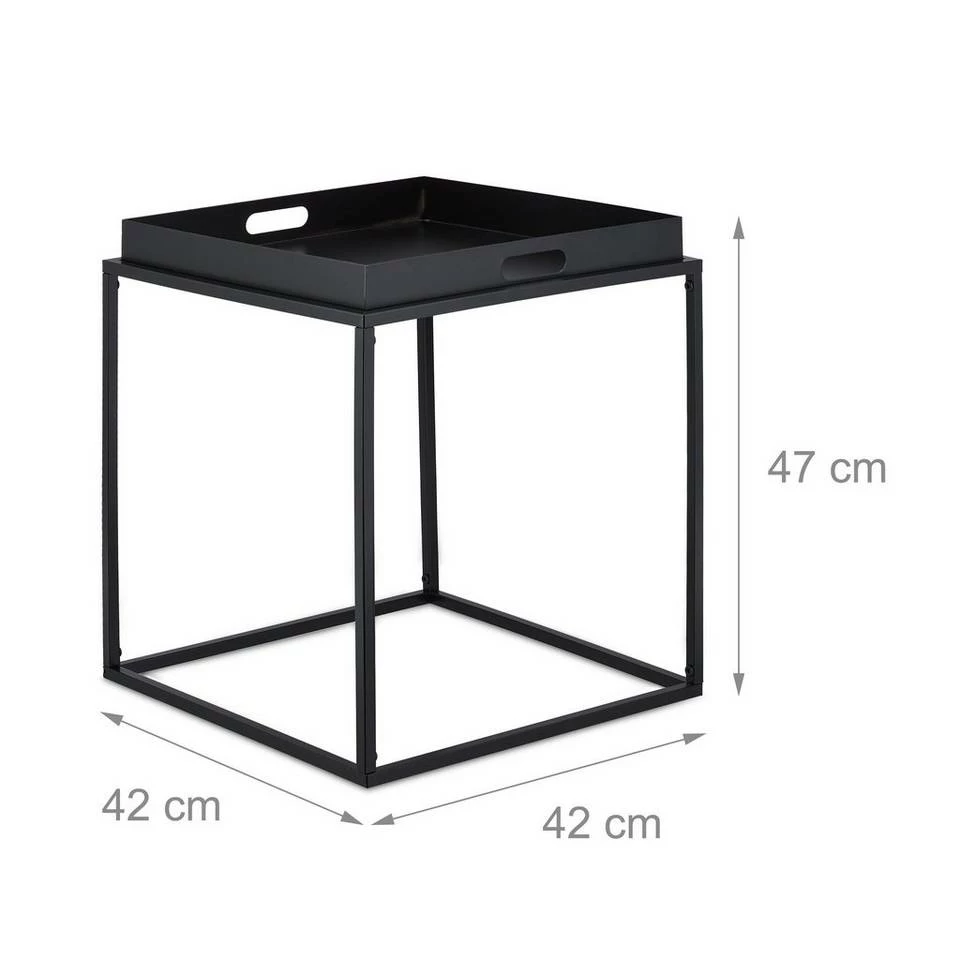 relaxdays Beistelltisch »Schwarzer Beistelltisch mit Tablett« 4 relaxdays Beistelltisch »Schwarzer Beistelltisch mit Tablett« – Bild 4