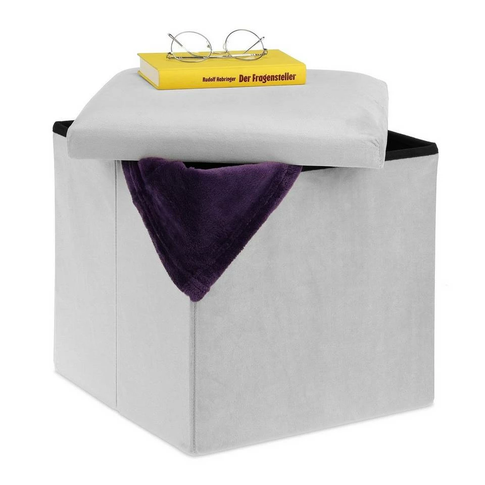 relaxdays Stauraumhocker »Sitzhocker mit Stauraum«, Blau, faltbar Grau, Creme, Anthrazit 10 relaxdays Stauraumhocker »Sitzhocker mit Stauraum«, Blau, faltbar Grau, Creme, Anthrazit – Bild 10