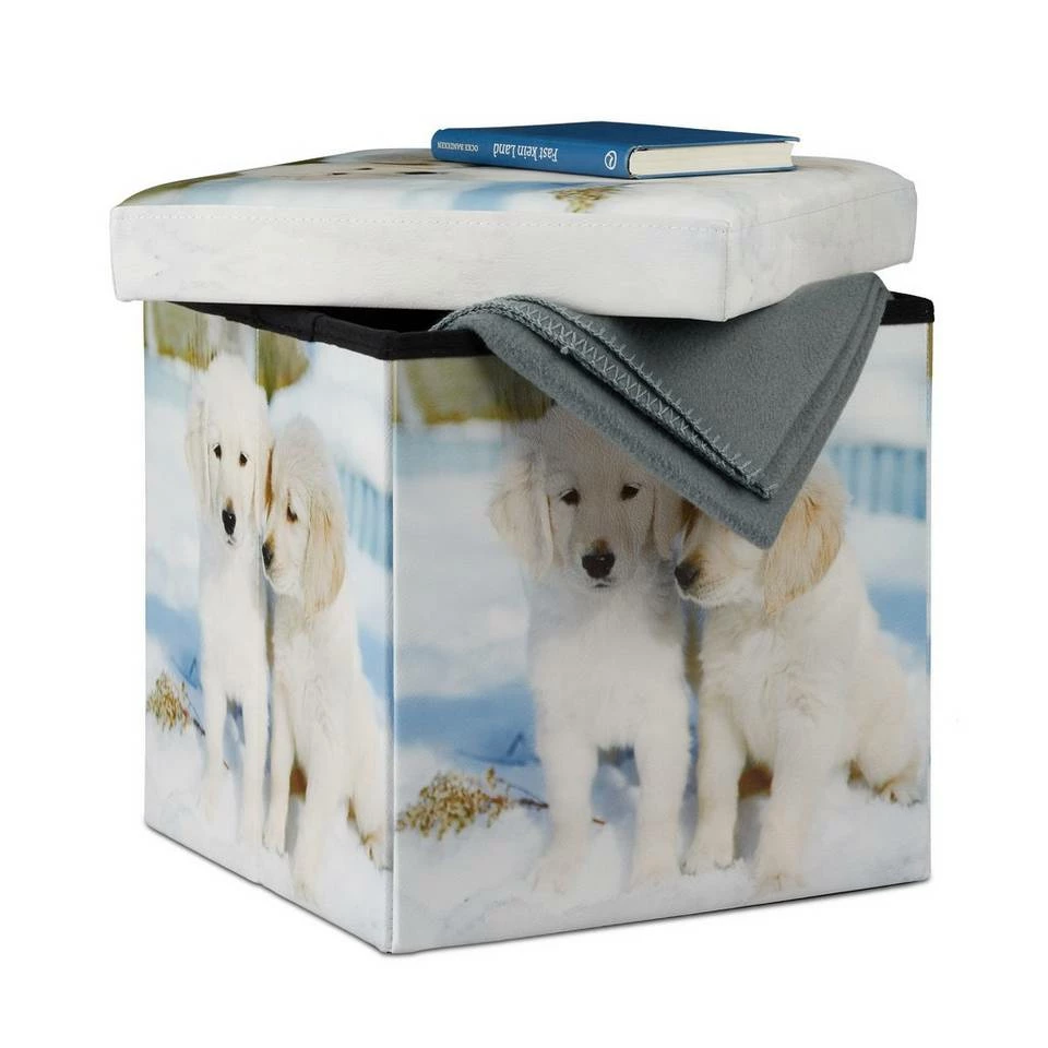 relaxdays Sitzhocker »Motiv Sitzhocker mit Stauraum«, C Weiß Creme Hellblau, Hellblau Orange Creme, Weiß Rot Blau 1 relaxdays Sitzhocker »Motiv Sitzhocker mit Stauraum«, C Weiß Creme Hellblau, Hellblau Orange Creme, Weiß Rot Blau