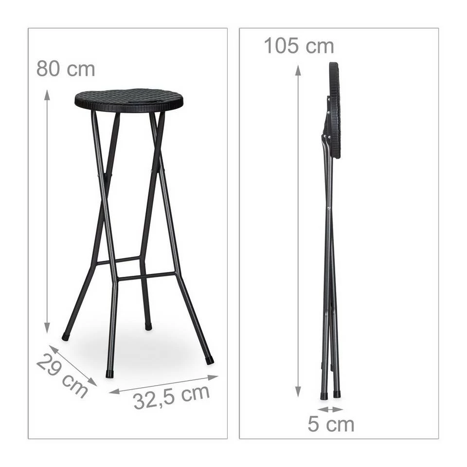 relaxdays Barhocker »Barhocker klappbar BASTIAN«, Schwarz Weiß, Dunkelbraun 4 relaxdays Barhocker »Barhocker klappbar BASTIAN«, Schwarz Weiß, Dunkelbraun – Bild 4