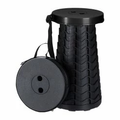 relaxdays Campinghocker »Ausziehbarer Hocker«, Schwarz Schwarz Grün