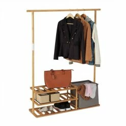 relaxdays Kleiderständer »Kleiderständer Bambus mit Ablagen«