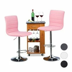 relaxdays Barhocker »Barhocker 2er Set höhenverstellbar«, Pink Wei&szlig; Silber, Schwarz Silber, Grau Silber, Pink Silber