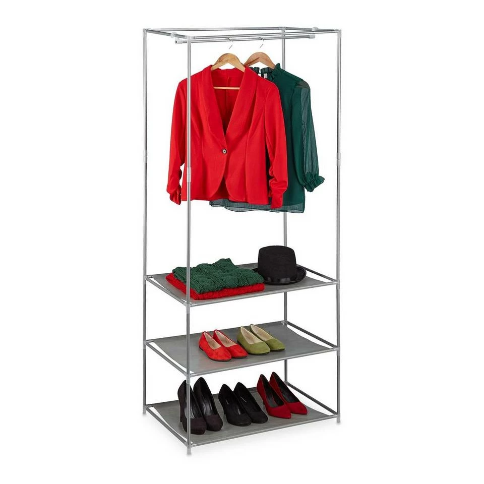 relaxdays Kleiderständer »Kleiderständer mit Ablagen«, Schwarz Silber Grau 10 relaxdays Kleiderständer »Kleiderständer mit Ablagen«, Schwarz Silber Grau – Bild 10