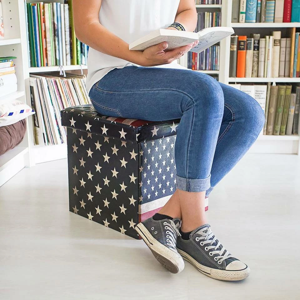 relaxdays Sitzhocker »Sitzhocker mit Stauraum Trendmotiv«, USA Dunkelrot Blau Schwarz, Rot Weiß Rot, Gelb Schwarz Hellbraun, Weiß Braun Blau 2 relaxdays Sitzhocker »Sitzhocker mit Stauraum Trendmotiv«, USA Dunkelrot Blau Schwarz, Rot Weiß Rot, Gelb Schwarz Hellbraun, Weiß Braun Blau – Bild 2