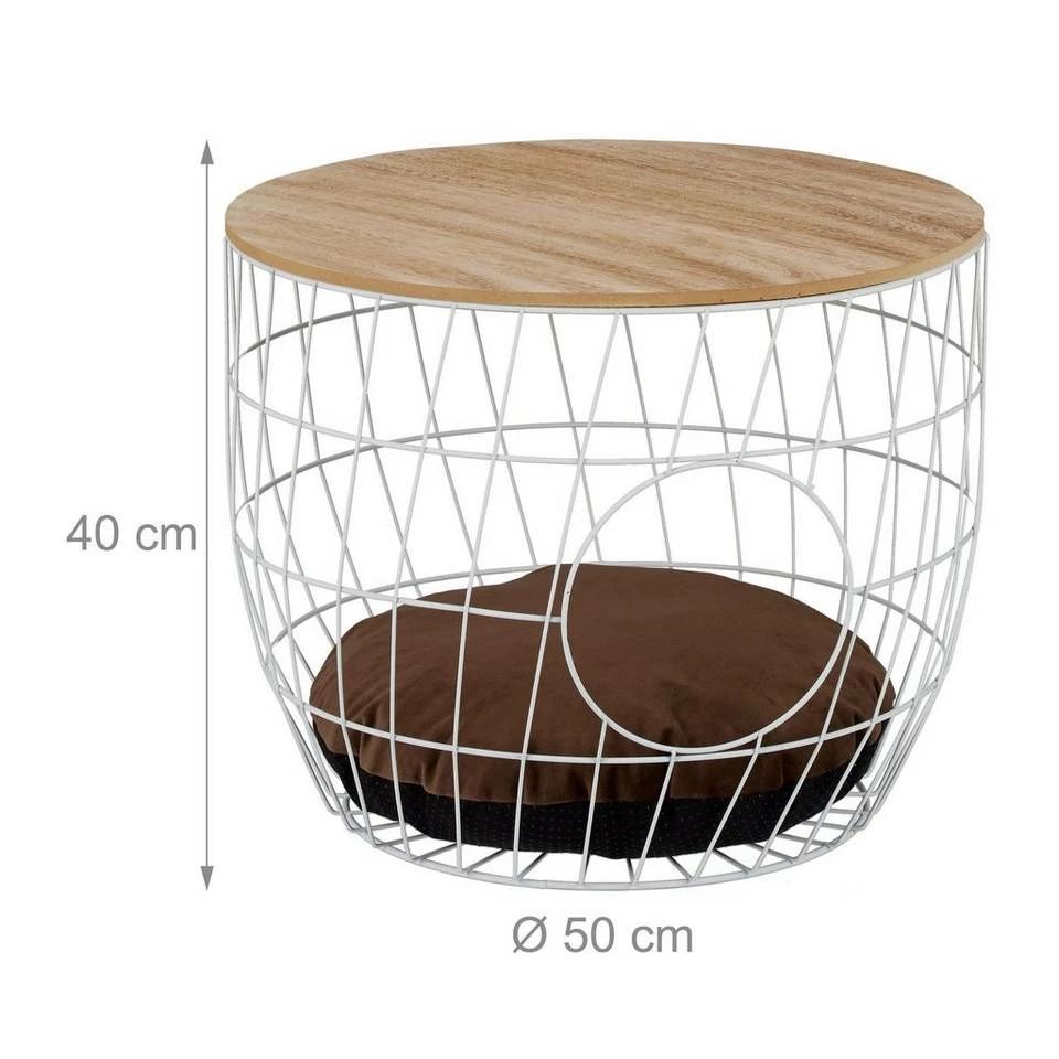 relaxdays Beistelltisch »2 in 1 Korbtisch mit Katzenhöhle«, Holz / Weiß Weiß Hellbraun Braun, Schwarz Hellbraun Braun 4 relaxdays Beistelltisch »2 in 1 Korbtisch mit Katzenhöhle«, Holz / Weiß Weiß Hellbraun Braun, Schwarz Hellbraun Braun – Bild 4