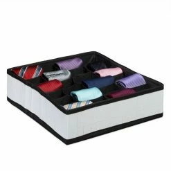 relaxdays Krawattenhalter »Krawattenbox Bambus«, Weiß Hellbraun Dunkelbraun, Weiß Schwarz