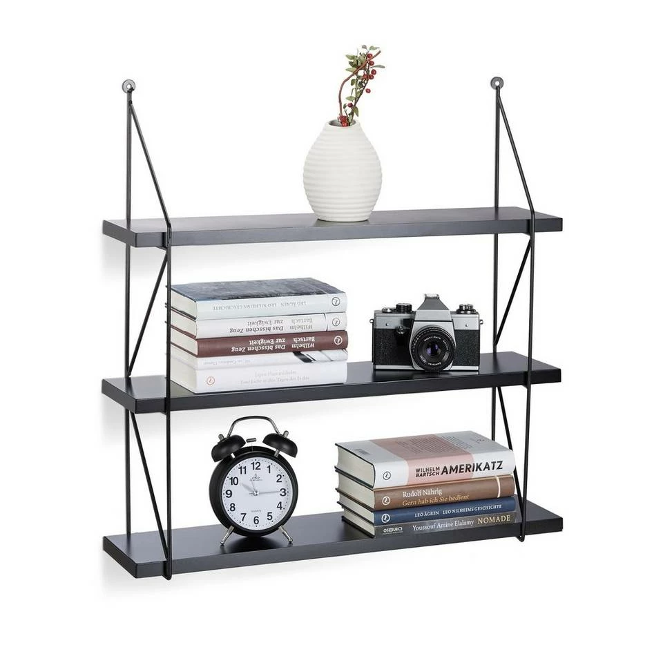 relaxdays Wandregal »Hängeregal für die Wand mit 3 Ablagen«, Weiß Weiß, Schwarz 7 relaxdays Wandregal »Hängeregal für die Wand mit 3 Ablagen«, Weiß Weiß, Schwarz – Bild 7