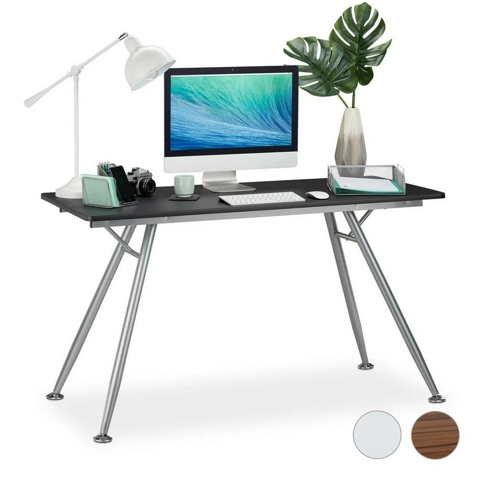 relaxdays Schreibtisch »Moderner Schreibtisch«, Weiß Braun Silber, Schwarz Silber, Weiß Silber 11 relaxdays Schreibtisch »Moderner Schreibtisch«, Weiß Braun Silber, Schwarz Silber, Weiß Silber – Bild 11