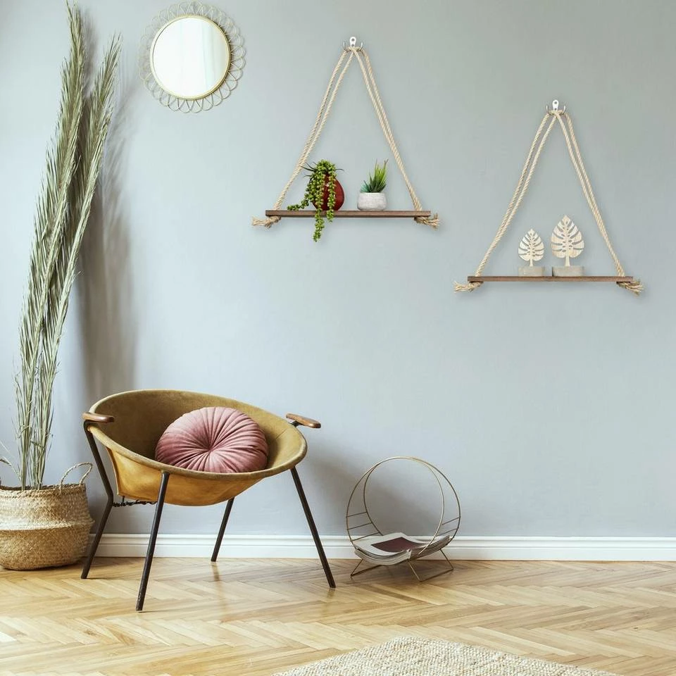 relaxdays Hängeregal »Hängeregal Holz & Seil 2er Set« 5 relaxdays Hängeregal »Hängeregal Holz & Seil 2er Set« – Bild 5