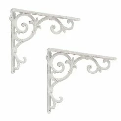 relaxdays Wandregalhalter »2 x Regalwinkel antik weiß«