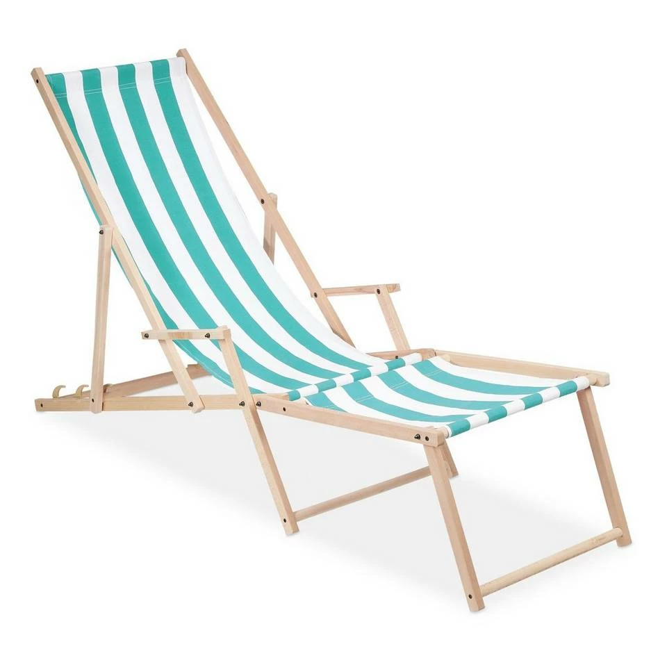 relaxdays Gartenliege »Liegestuhl Holz mit Fußteil«, Weiß-Blau 9 relaxdays Gartenliege »Liegestuhl Holz mit Fußteil«, Weiß-Blau – Bild 9