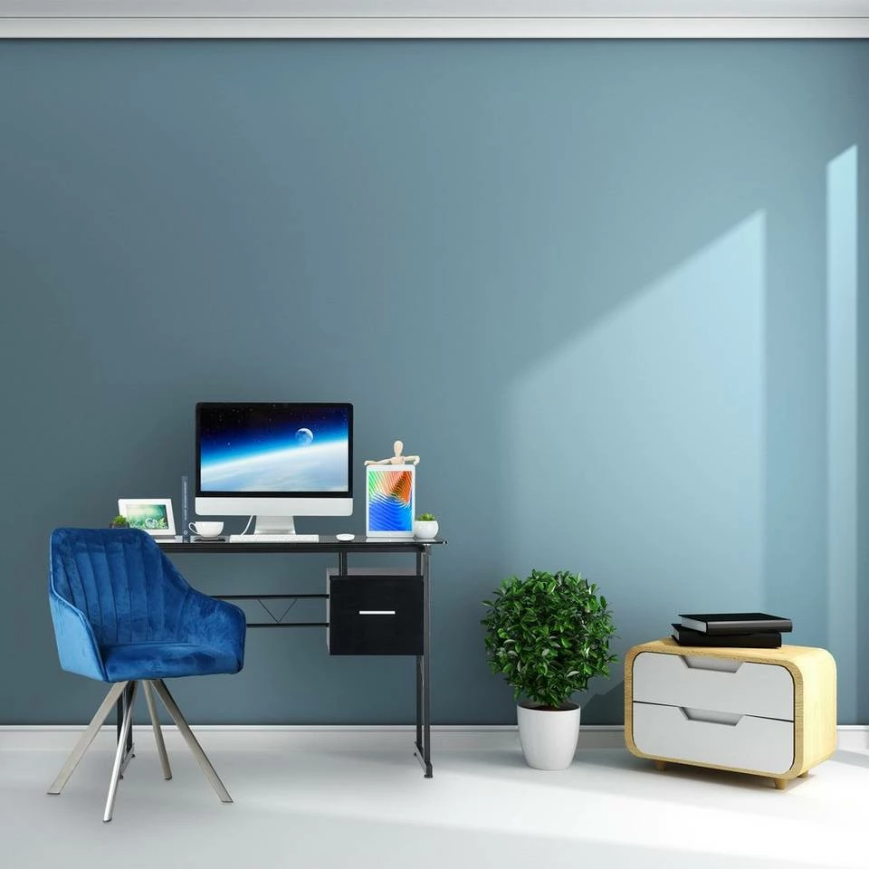 relaxdays Schreibtisch »Schreibtisch Glas mit Schublade«, Schwarz Weiß 6 relaxdays Schreibtisch »Schreibtisch Glas mit Schublade«, Schwarz Weiß – Bild 6