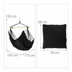 relaxdays Hängesessel »Hängesessel mit Kissen«, Schwarz -Deutschland Möbel Verkäufe 2024 19872946 306c 5fa1 8f53 97b561c84d29