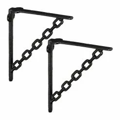 relaxdays Wandregalhalter »2 x Regalwinkel Gusseisen Kette schwarz«
