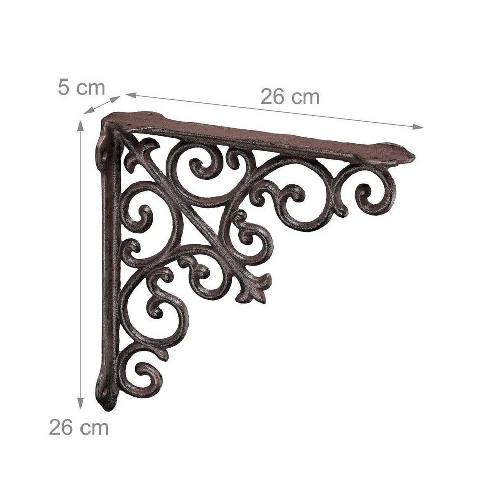 relaxdays Wandregalhalter »2er Set Regalwinkel antik«, Braun Schwarz, Braun Gold, Weiß 4 relaxdays Wandregalhalter »2er Set Regalwinkel antik«, Braun Schwarz, Braun Gold, Weiß – Bild 4