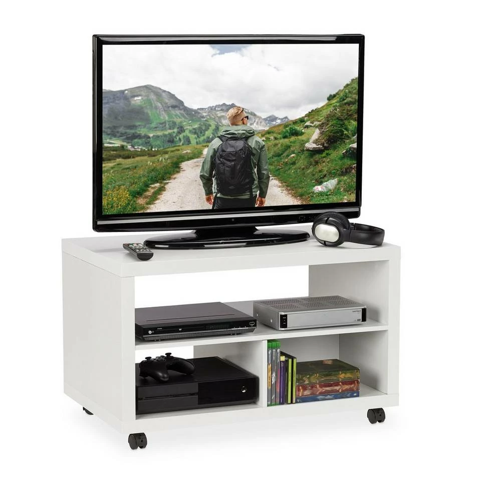 relaxdays Couchtisch »TV Board fahrbar«, Weiß 1 relaxdays Couchtisch »TV Board fahrbar«, Weiß