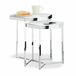 relaxdays Beistelltisch »Beistelltisch 2er Set Glas sechseckig«
