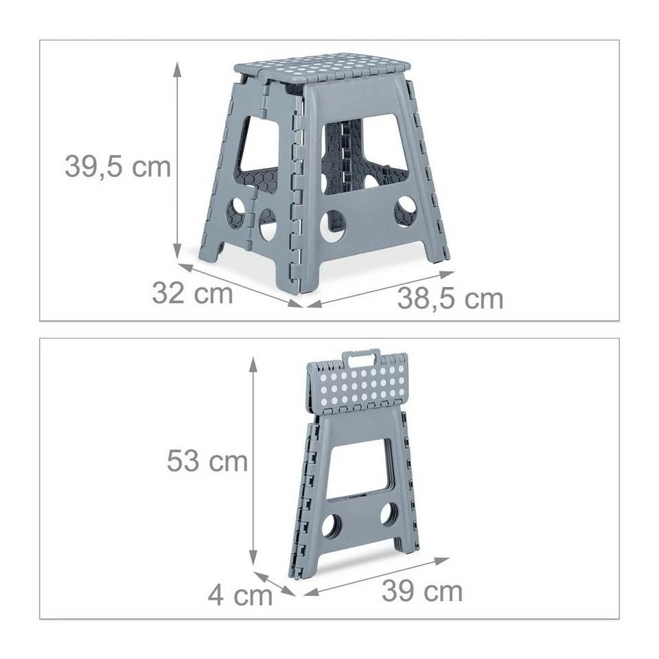relaxdays Tritthocker »4 x Klapphocker faltbar XL hellgrau« 4 relaxdays Tritthocker »4 x Klapphocker faltbar XL hellgrau« – Bild 4