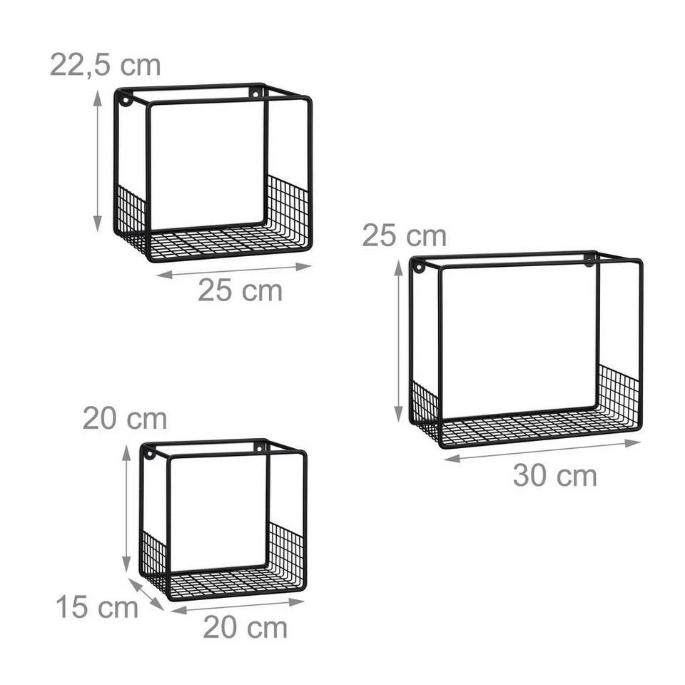 relaxdays Wandregal »Gitter Wandregal im 3er Set«, Schwarz Weiß 4 relaxdays Wandregal »Gitter Wandregal im 3er Set«, Schwarz Weiß – Bild 4