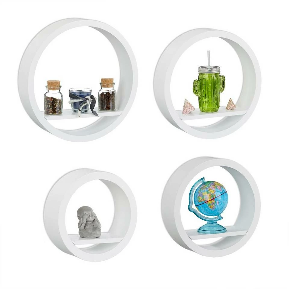 relaxdays Wandregal »Wandregal rund im 4er Set«, Schwarz Weiß, Rot 9 relaxdays Wandregal »Wandregal rund im 4er Set«, Schwarz Weiß, Rot – Bild 9