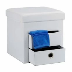 relaxdays Sitzhocker »Sitzhocker aus Kunstleder mit 2 Fächern«, Weiß Anthrazit Silber, Schwarz Silber, Dunkelbraun Silber, Weiß Silber -Deutschland Möbel Verkäufe 2024 2123ee0f dc60 59fe 880e 0221448d46a3