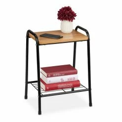 relaxdays Beistelltisch »Beistelltisch Holzoptik & Metall«