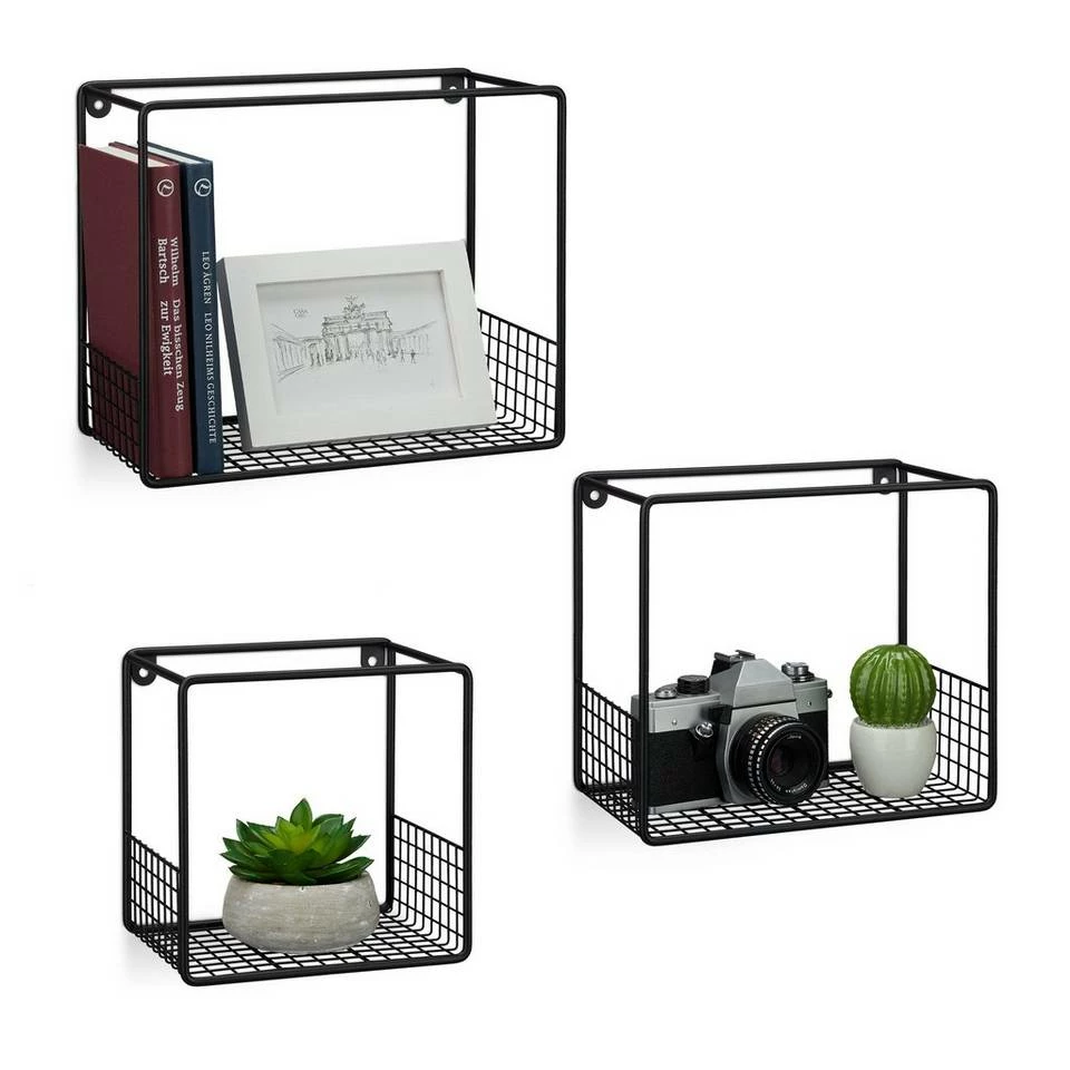 relaxdays Wandregal »Gitter Wandregal im 3er Set«, Schwarz Weiß 1 relaxdays Wandregal »Gitter Wandregal im 3er Set«, Schwarz Weiß