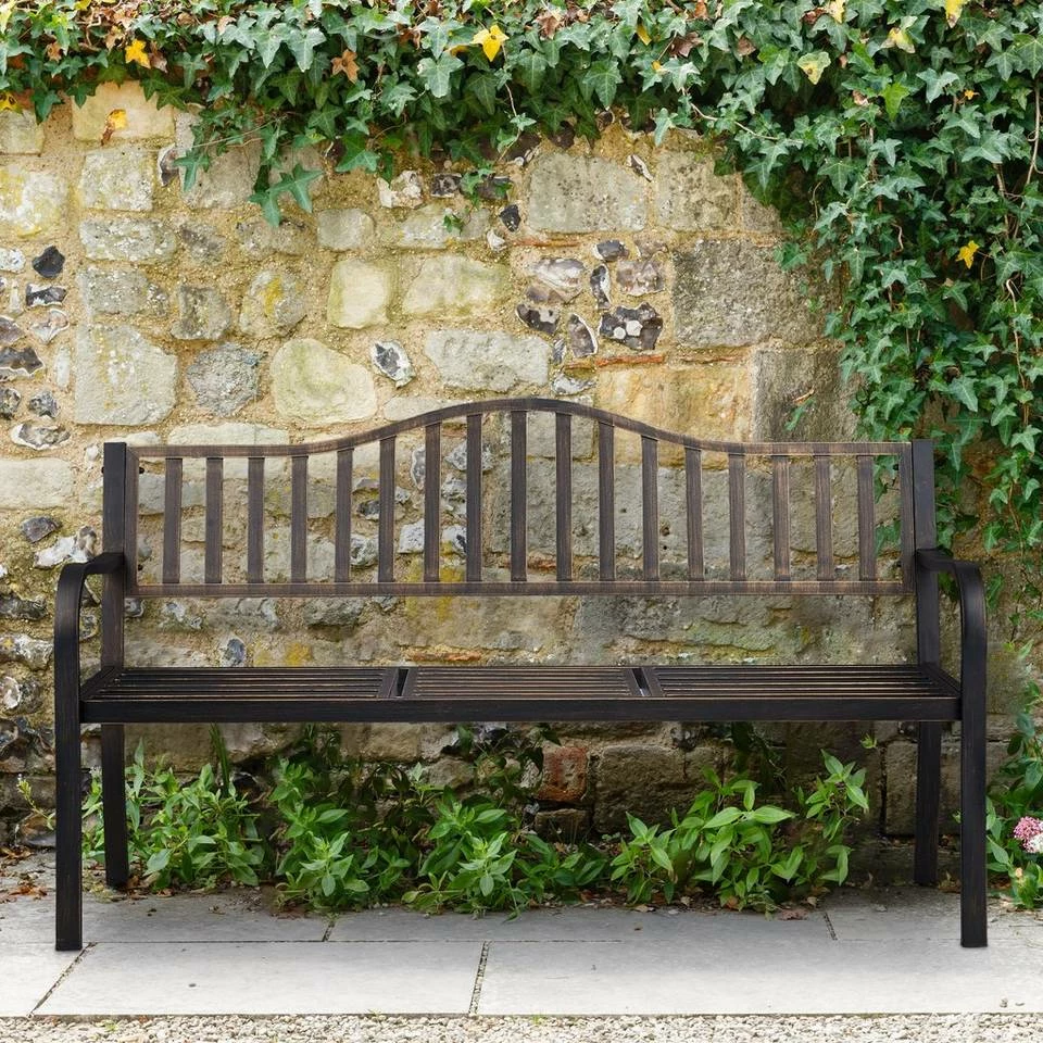 relaxdays Gartenbank »Gartenbank mit Klapptisch«, Schwarz-Bronze Weiß Gold, Schwarz Gold 2 relaxdays Gartenbank »Gartenbank mit Klapptisch«, Schwarz-Bronze Weiß Gold, Schwarz Gold – Bild 2