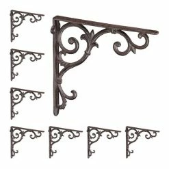 relaxdays Wandregalhalter »8 x Regalwinkel antik braun«